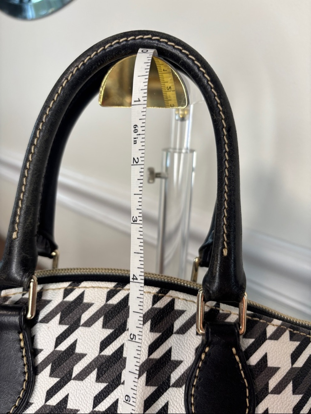 Dooney & Bourke Black and White Houndstooth Tote - Picture 13 of 16